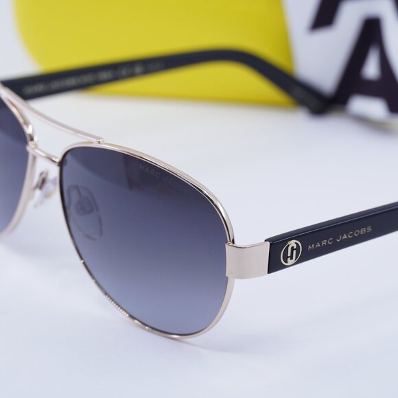 Marc Jacobs MARC 699/S 0RHL 9O Aviator Sunglasses - Gold Black\Grey Gradient - Picture 9 of 10